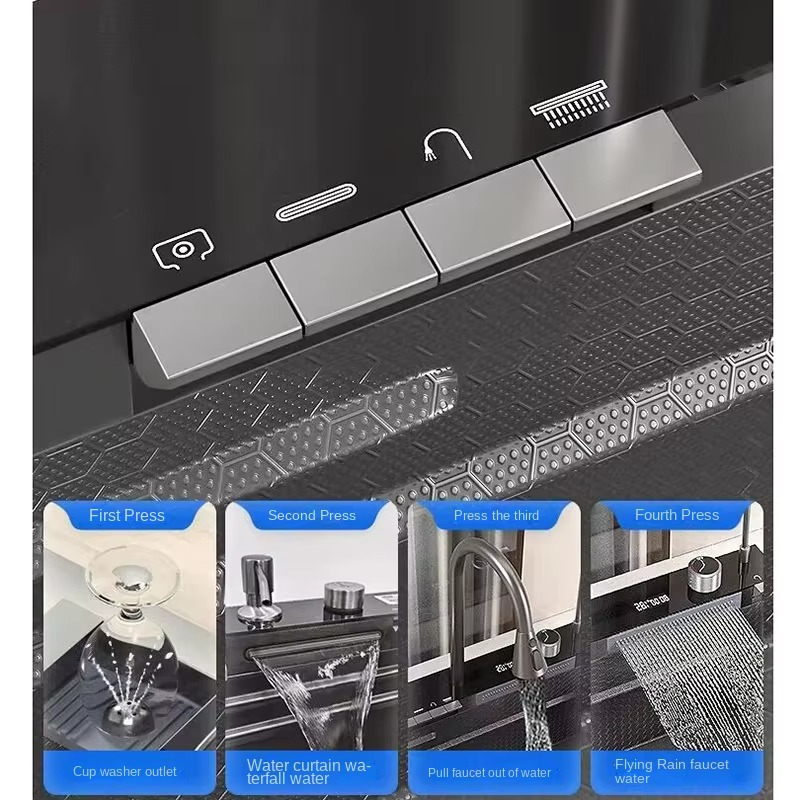 Magazaw 304 stainless steel kitchen sink with advanced faucet features and modern design.