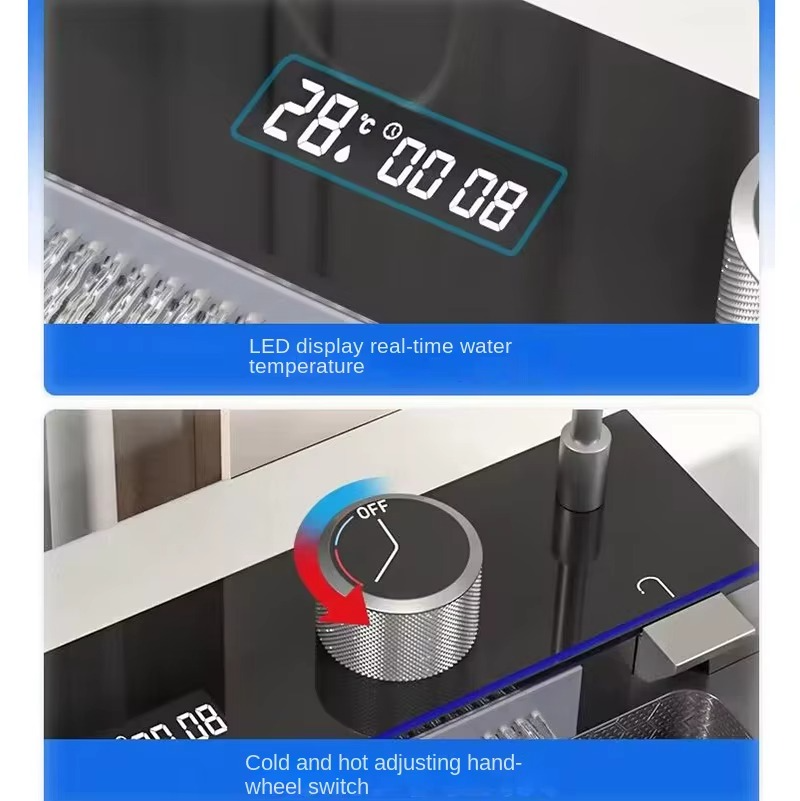 Magazaw 304 stainless steel kitchen sink with LED display for real-time water temperature control