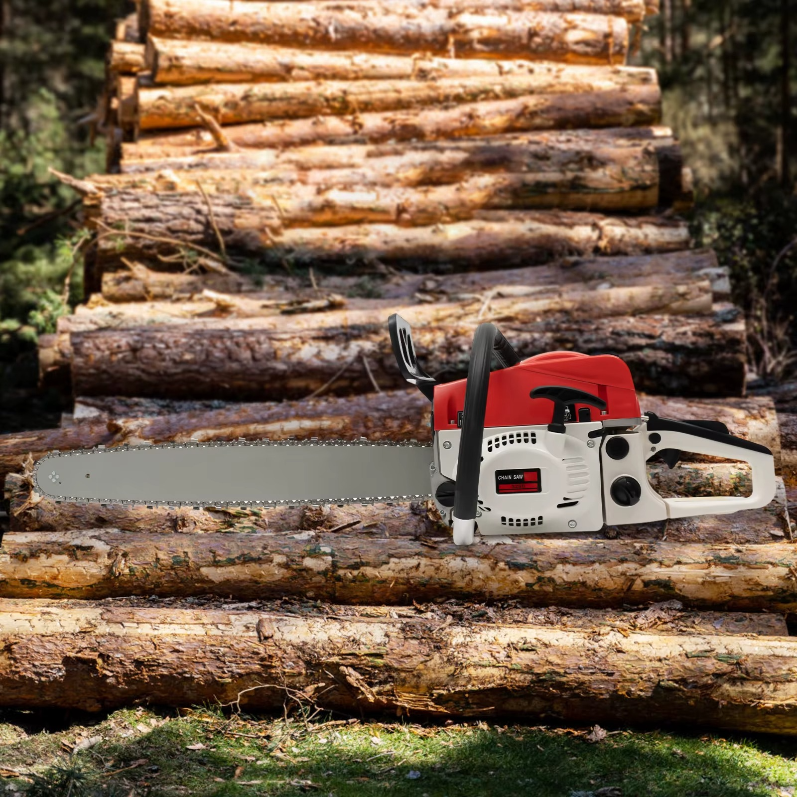 Magazaw 52cc petrol chainsaw with a powerful engine for efficient tree cutting and log processing