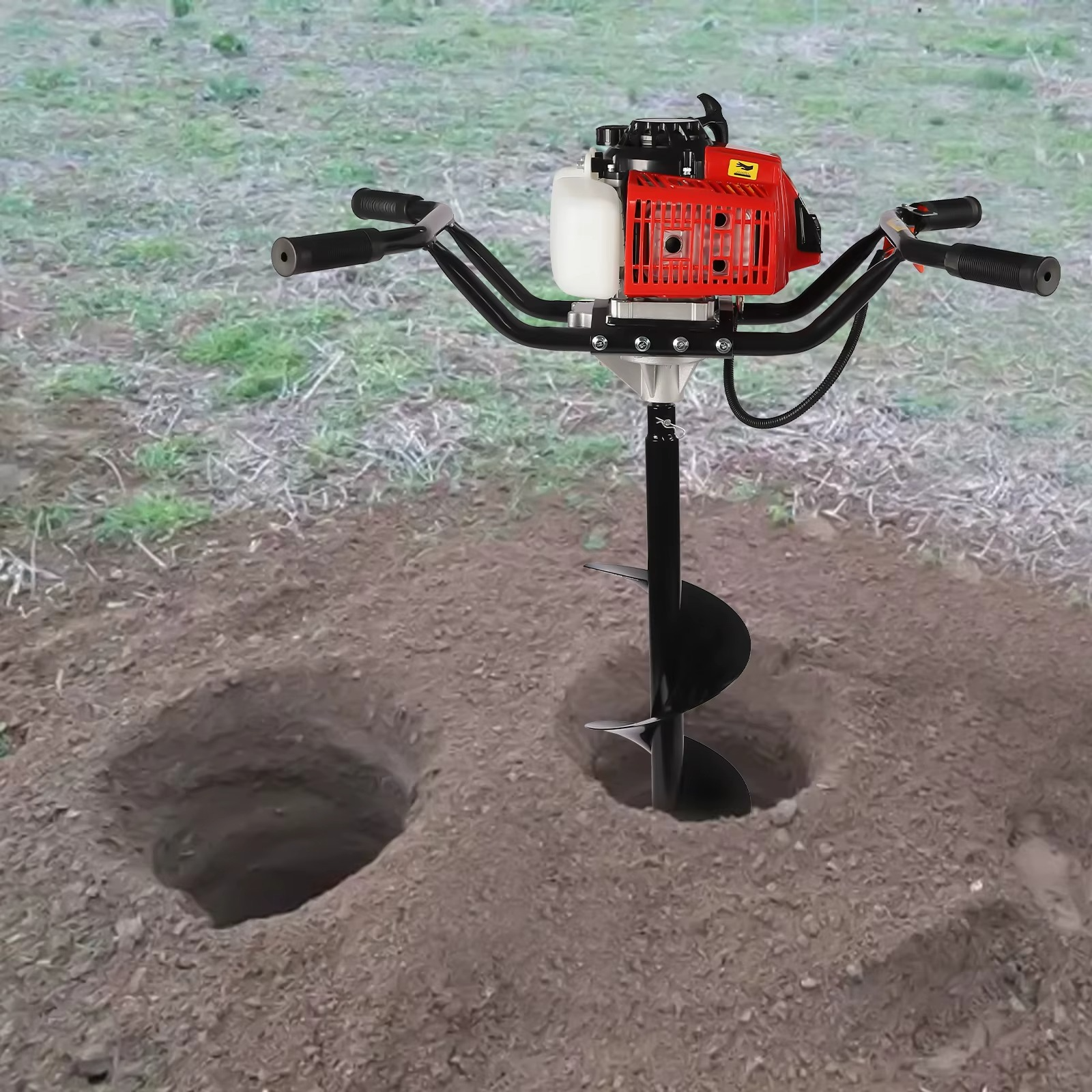 Magazaw 63cc gas post hole digger with dual handles and auger for easy digging in soil