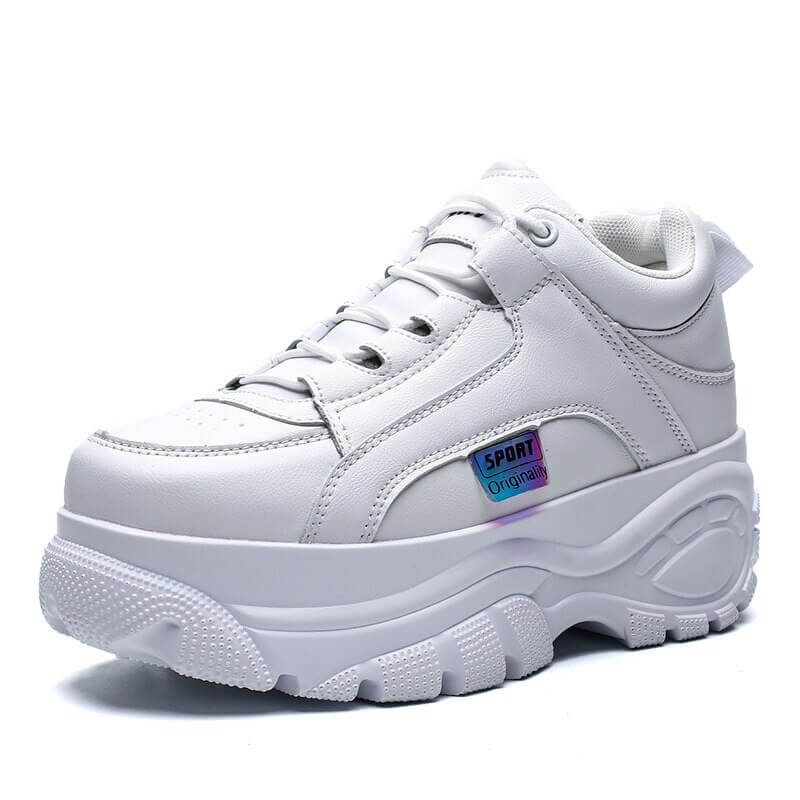 Fashion Thick Sole Women Sneakers Leather Platform Female Casual Shoes Chunky Sneakers 2019 Autumn Winter Women Creepers XU128