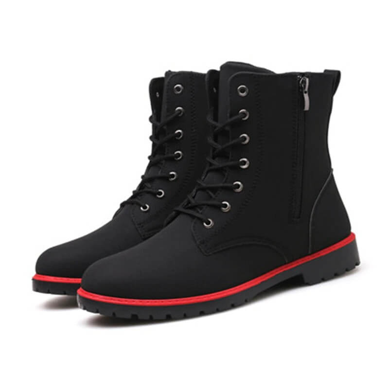 2019 Men Boots British Red High Top Mens Army Boots Korean Zipper Men's Snow Winter Boots Cowboy Boots for Men BLACK size 39-44