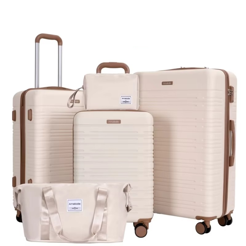 Magazaw 5-piece luggage set in beige with durable wheels and stylish design for travel convenience
