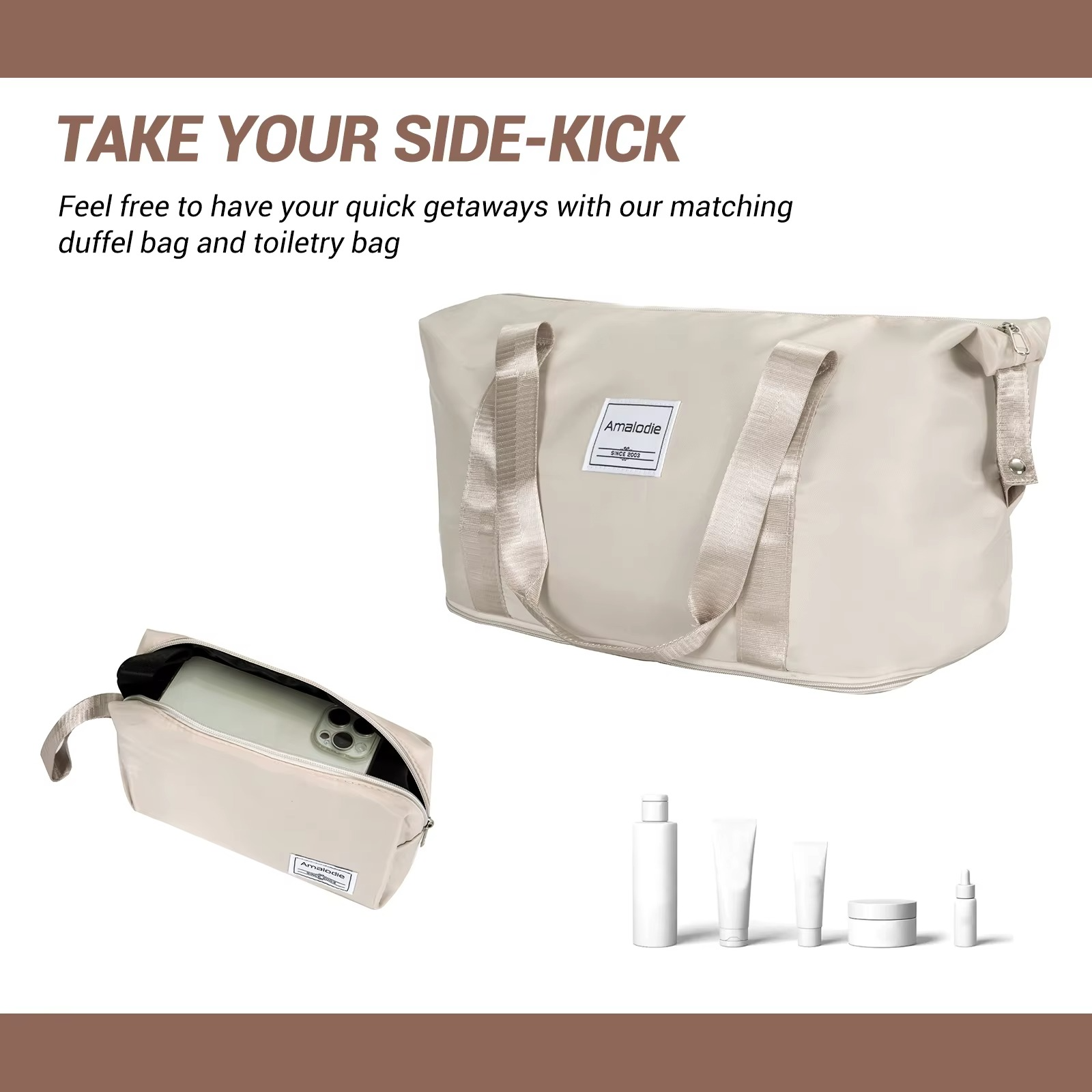 Magazaw™ 5-piece luggage set including a duffel bag and toiletry bag for quick getaways