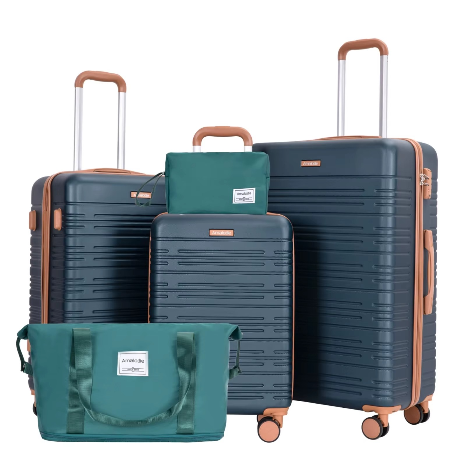 Magazaw 5-piece luggage set in navy with stylish design and durable wheels for easy travel