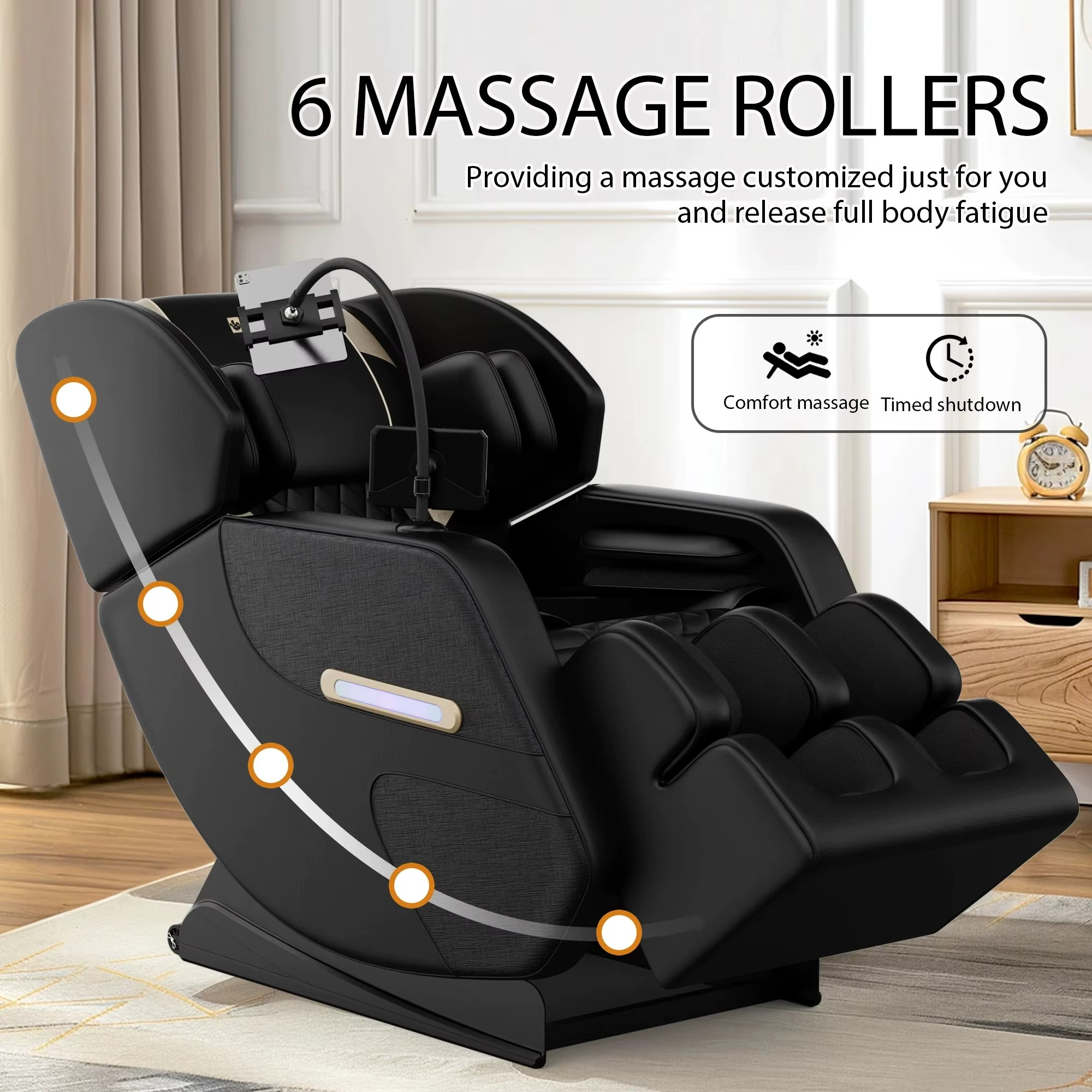 Magazaw Zero Gravity Massage Chair with 6 massage rollers for customized full body relaxation