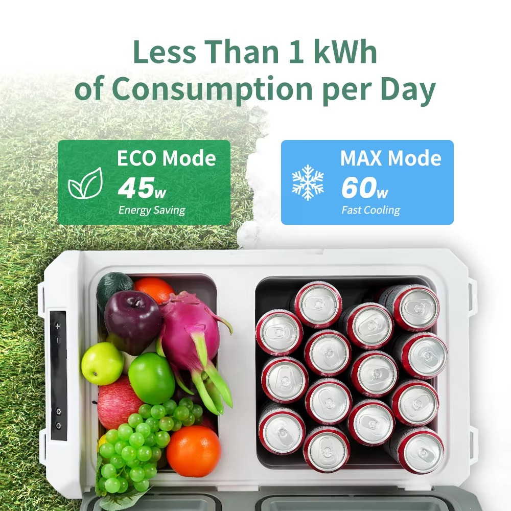 Magazaw car refrigerator dual zone with eco and max mode options for efficient cooling