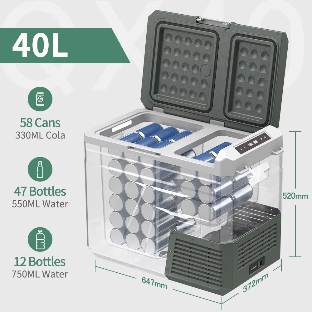 Magazaw car refrigerator dual zone 40L design with space for cans and bottles