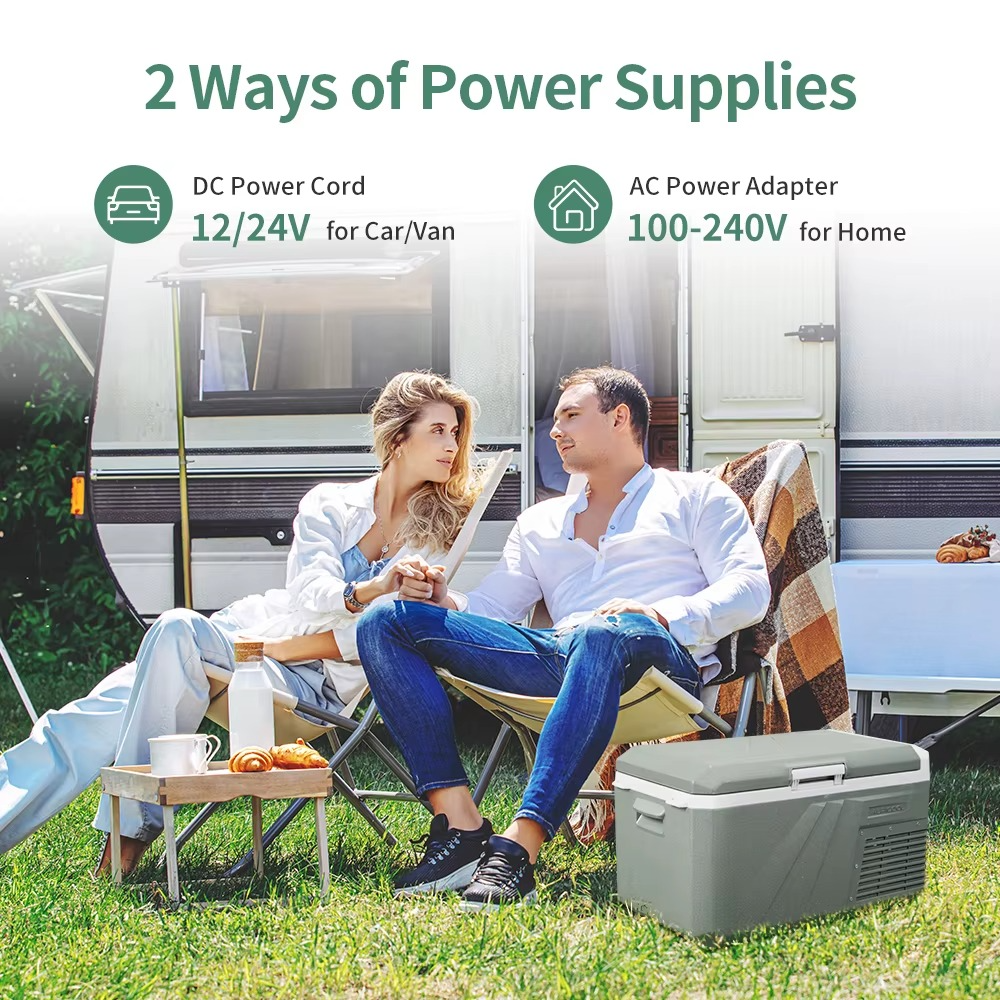 Magazaw car refrigerator dual zone with AC and DC power options for outdoor and home use