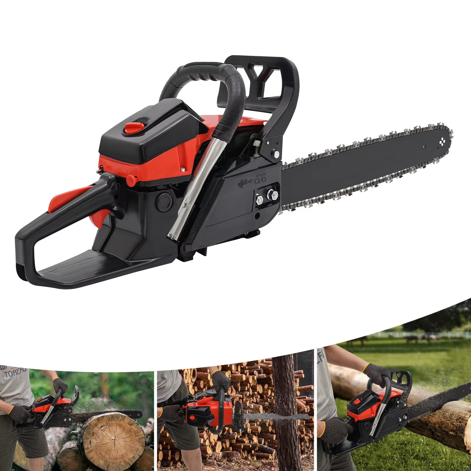 Magazaw™ 58cc gas chainsaw with a sturdy design for efficient cutting and tree trimming