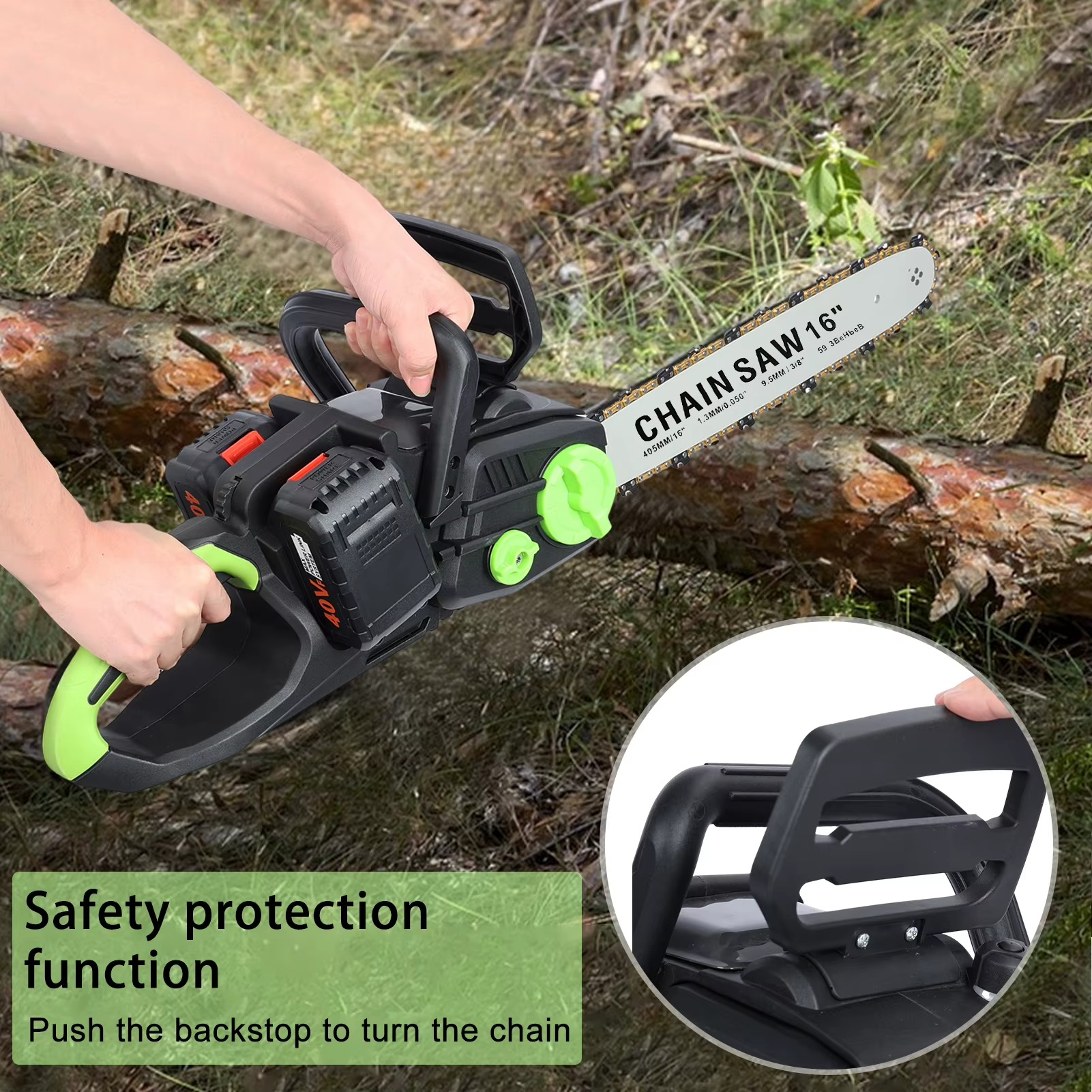 Magazaw cordless electric chainsaw with safety protection function and 16-inch blade for effective cutting