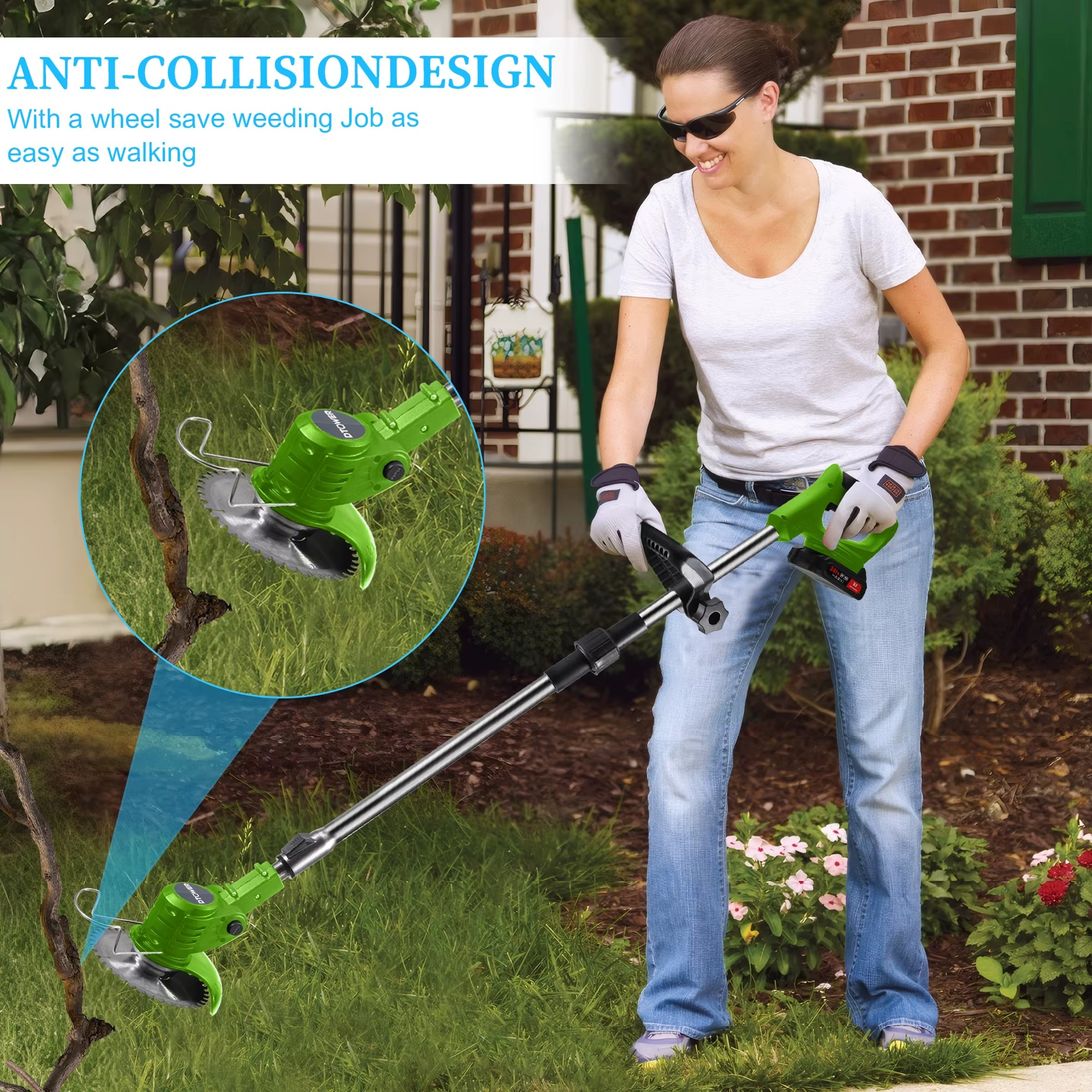 Magazaw cordless electric weed eater being used for easy lawn maintenance and gardening tasks