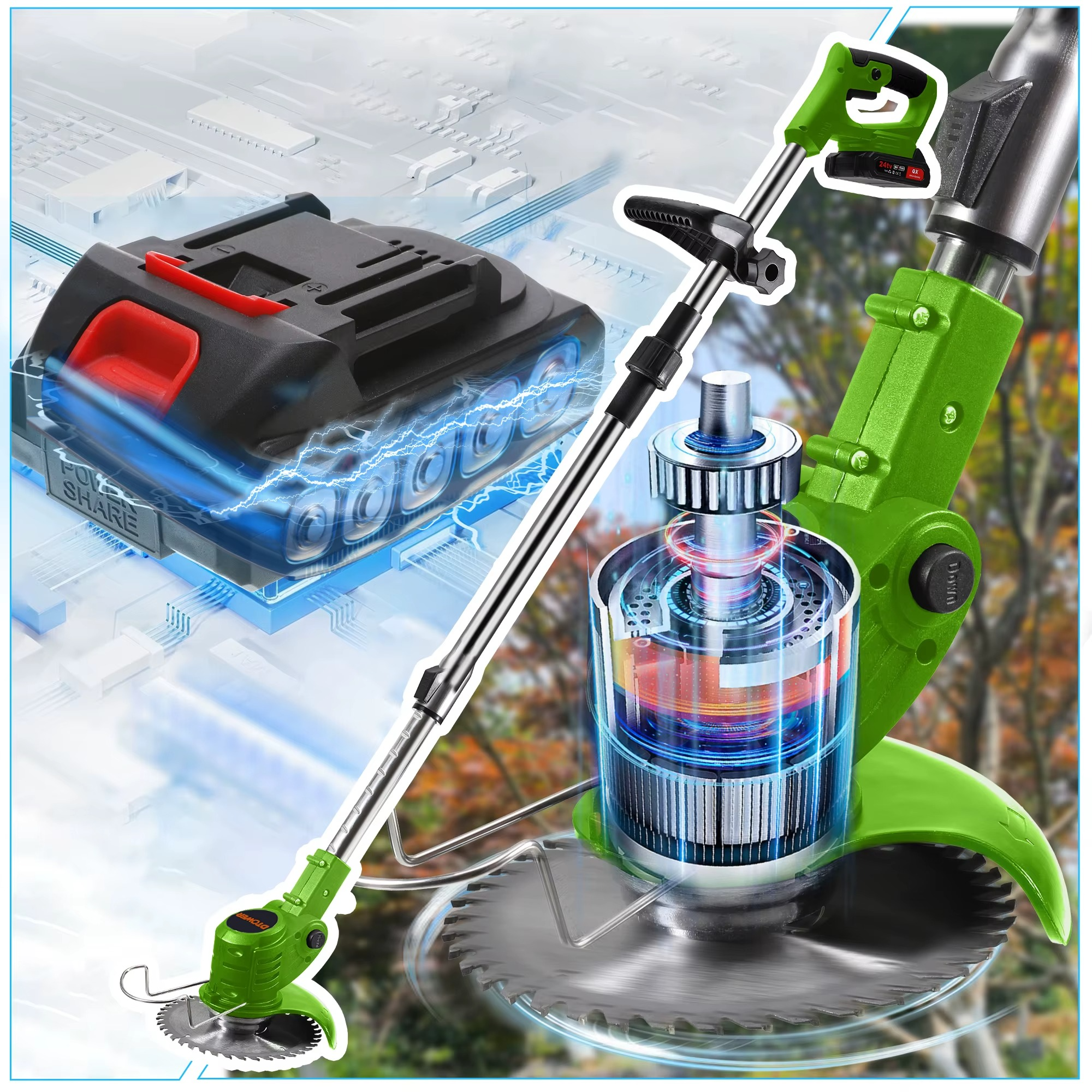 Magazaw cordless electric weed eater with powerful battery and efficient cutting system for easy lawn care