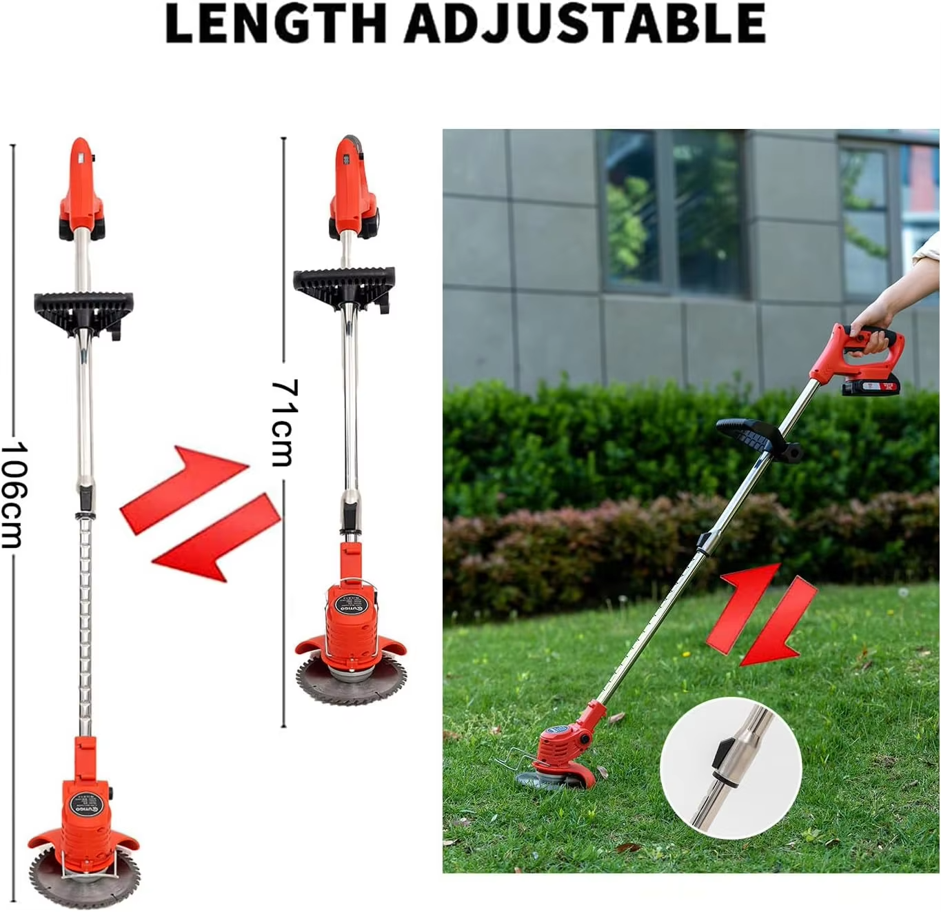 Magazaw™ Cordless weed trimmer 21V with adjustable length for easy lawn care