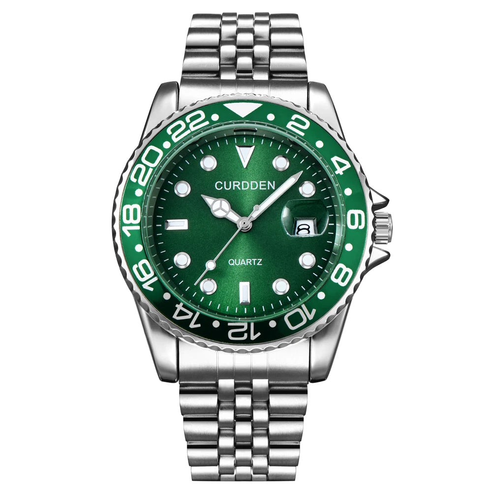 Voocci Curdden Green Quartz Watch with Stainless Steel Bracelet and Date Feature