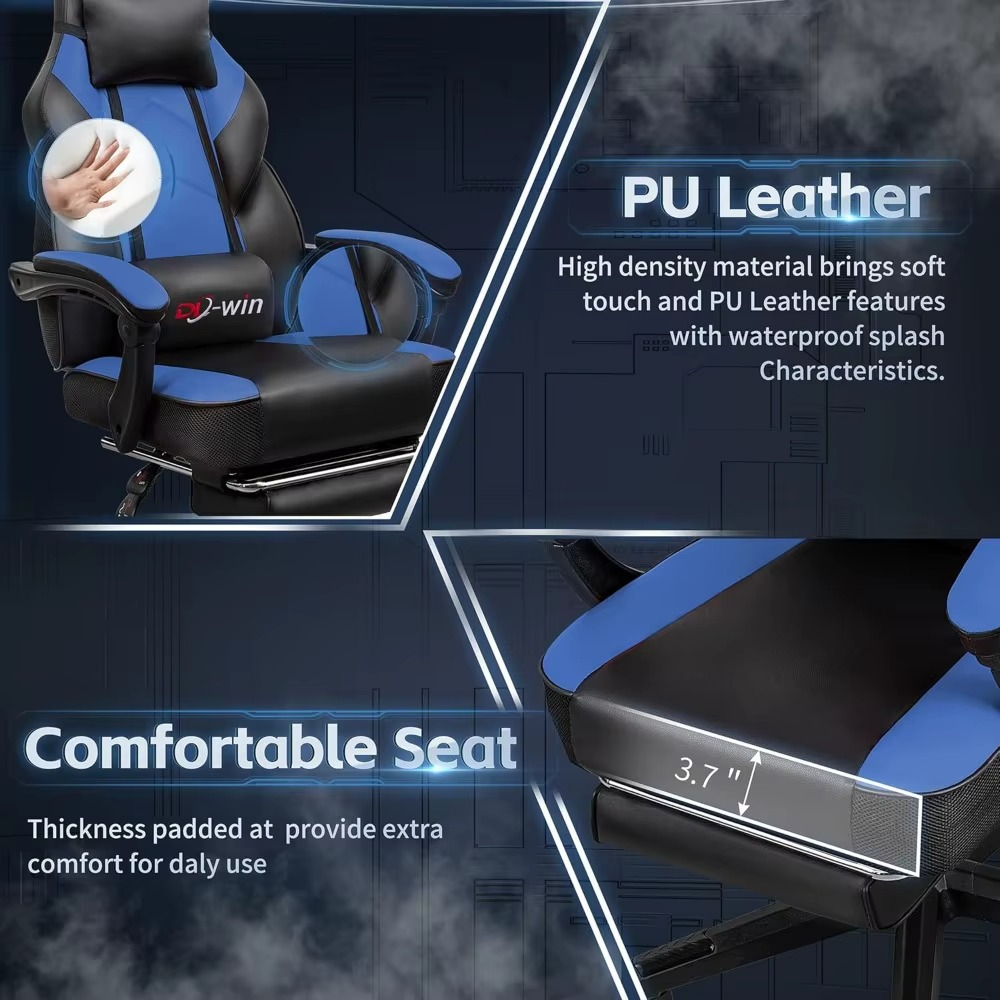 Magazaw ergonomic gaming chair with massage featuring PU leather and comfortable padded seat for daily use