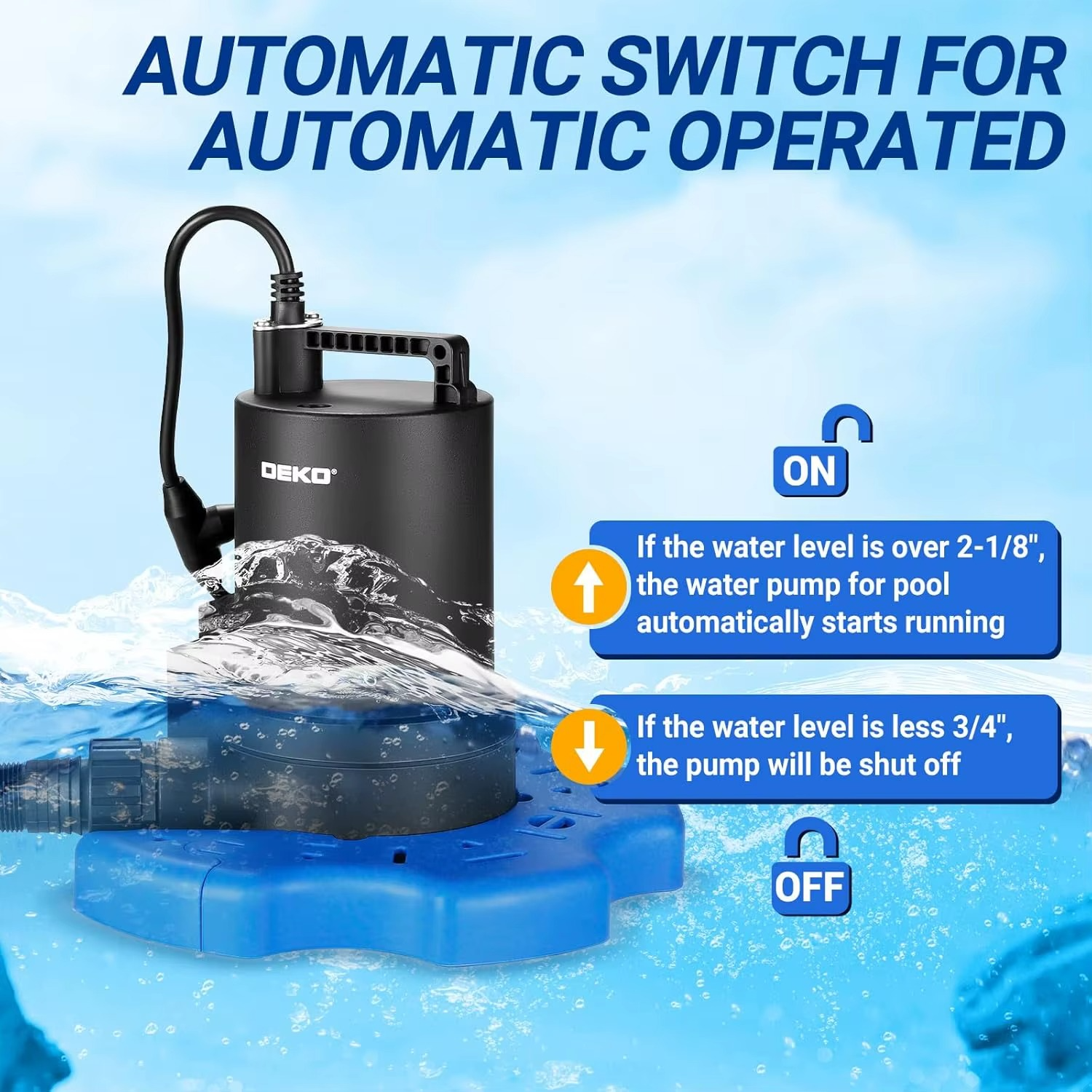 Magazaw submersible pool cover pump 3000 GPH with automatic switch for efficient water removal