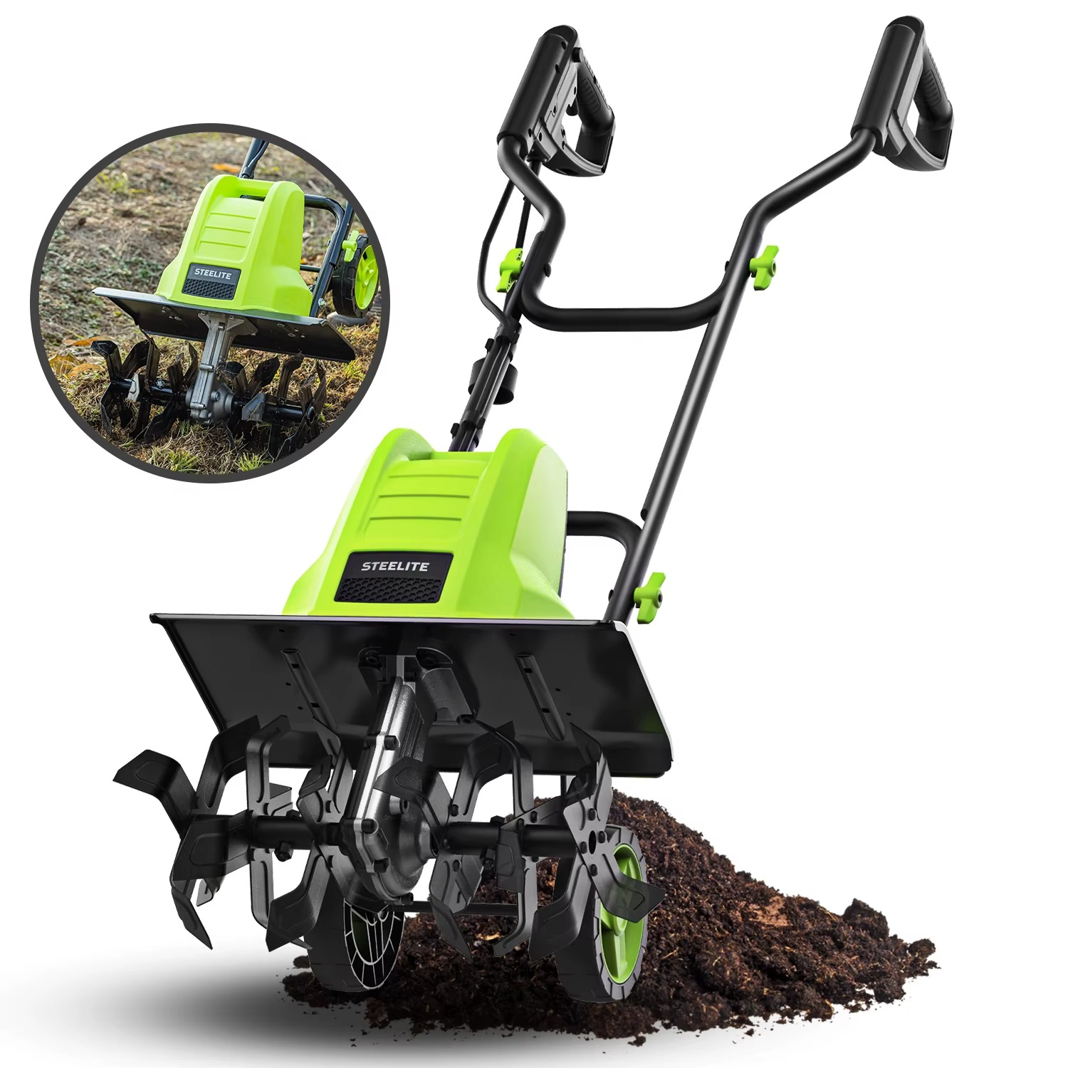 Magazaw electric garden tiller 16 inch with ergonomic handle for easy soil preparation