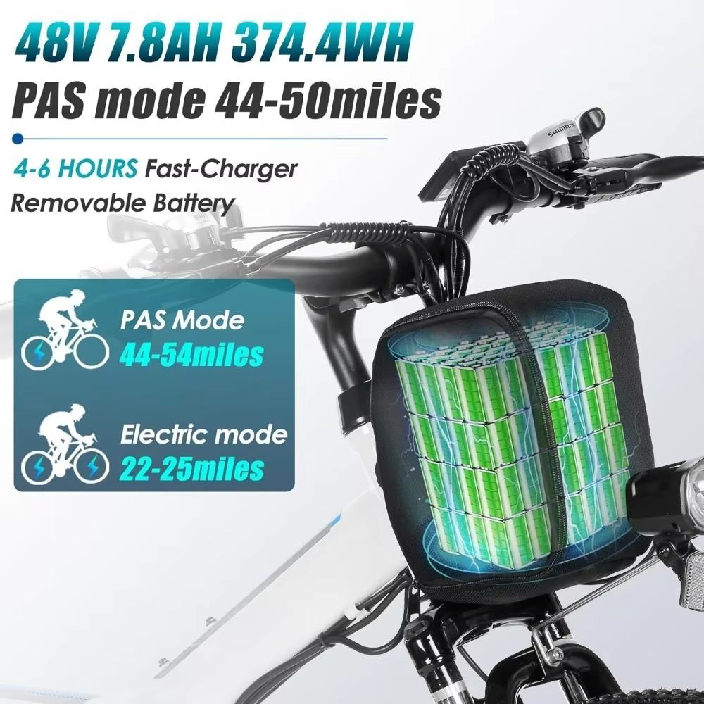 Magazaw 750W electric mountain bike with removable battery and fast charger for long-distance rides