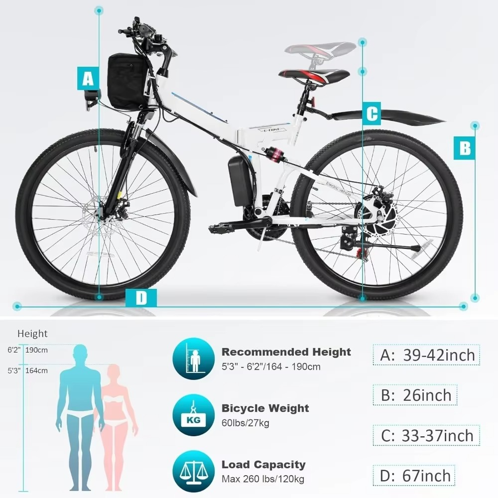 Magazaw™ 750W electric mountain bike with adjustable height and load capacity for versatile outdoor use