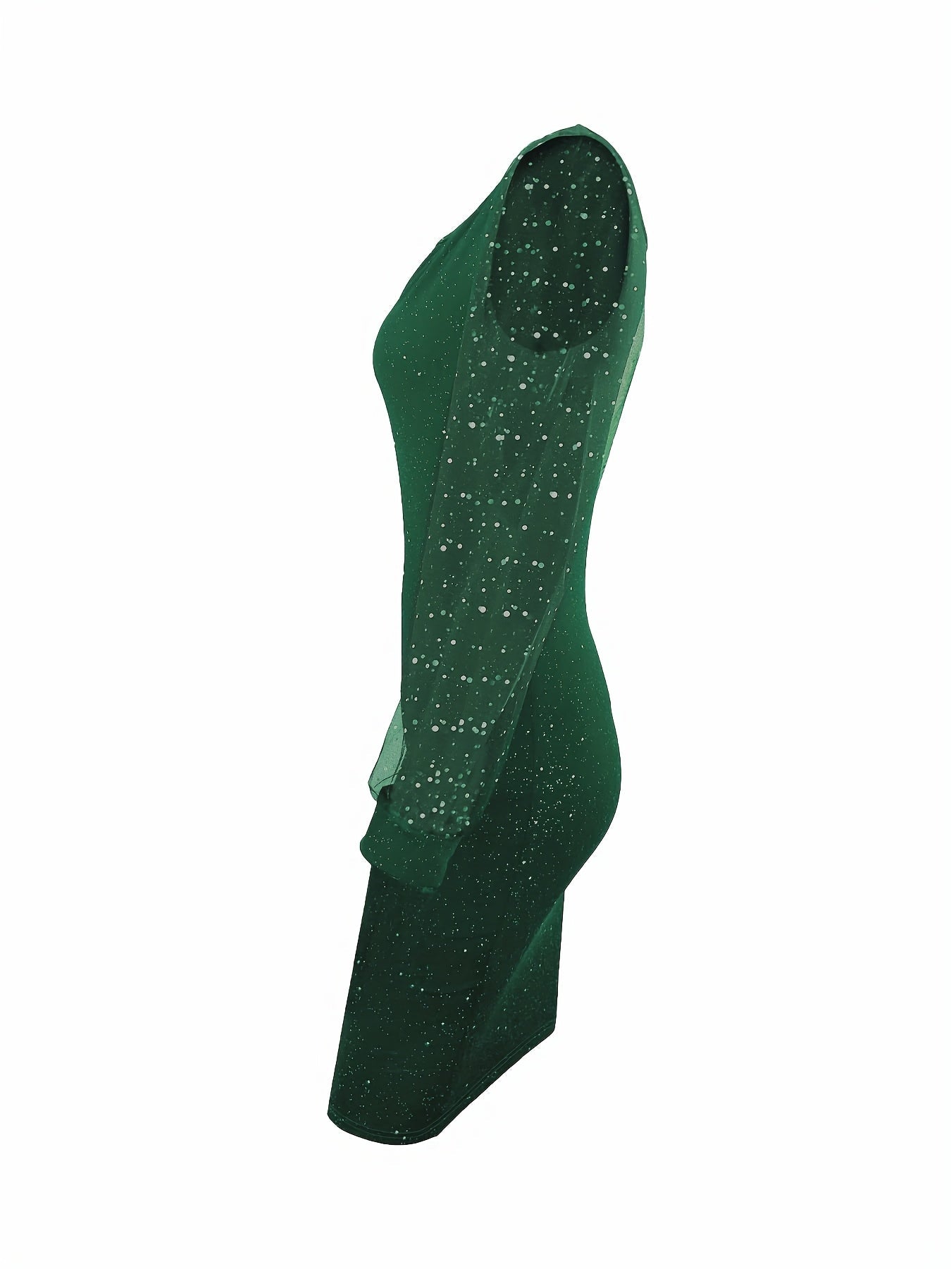 Voocci™ elegant midi bodycon dress in green with long sleeves and a stylish silhouette