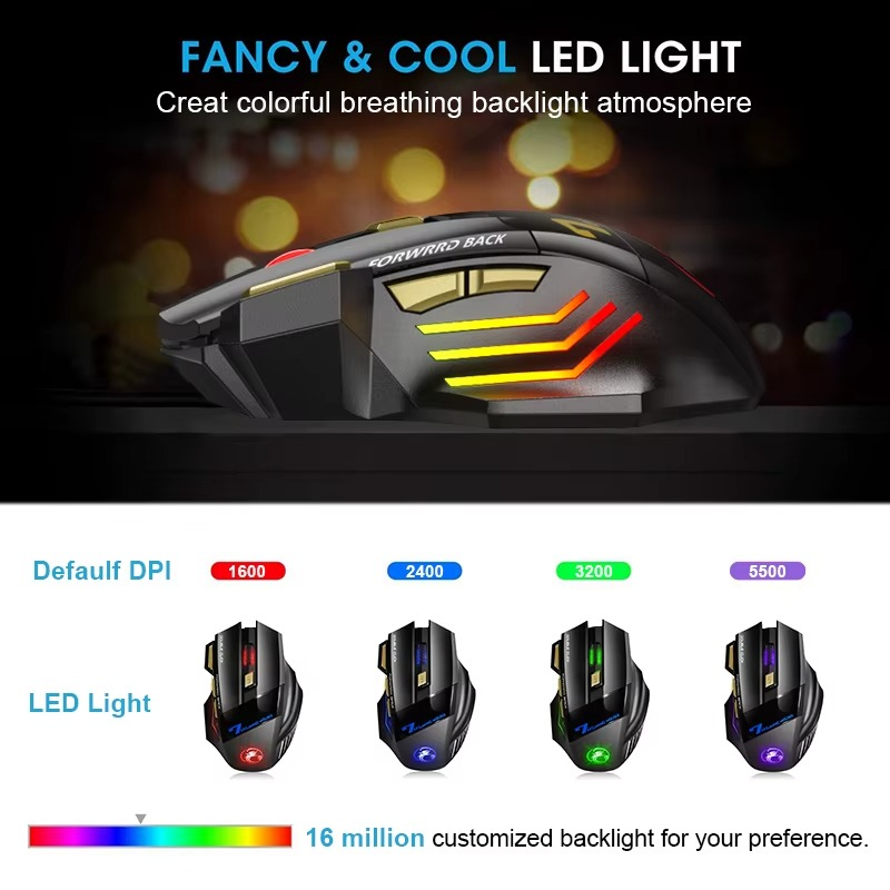 Magazaw ergonomic Bluetooth mouse with customizable DPI and colorful LED light effects