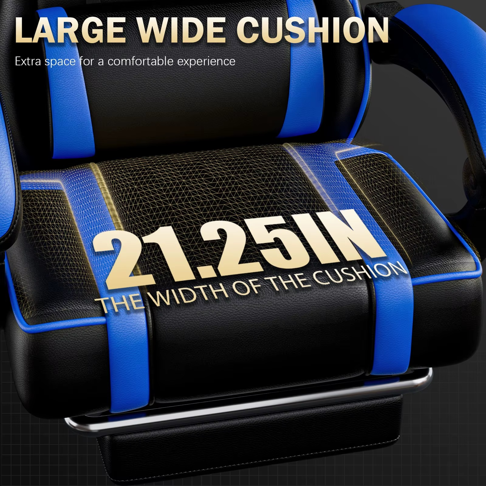Magazaw ergonomic gaming chair with massager featuring a large wide cushion for optimal comfort