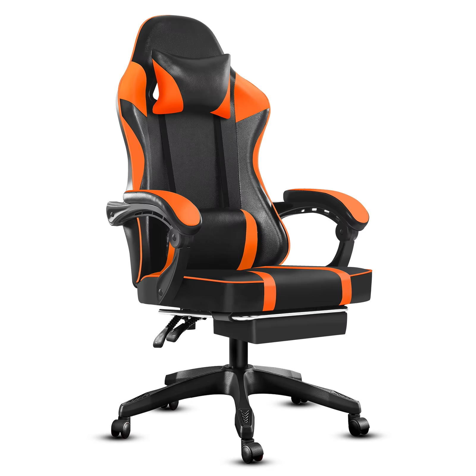 Magazaw ergonomic gaming chair with massager in black and orange for ultimate comfort during long gaming sessions