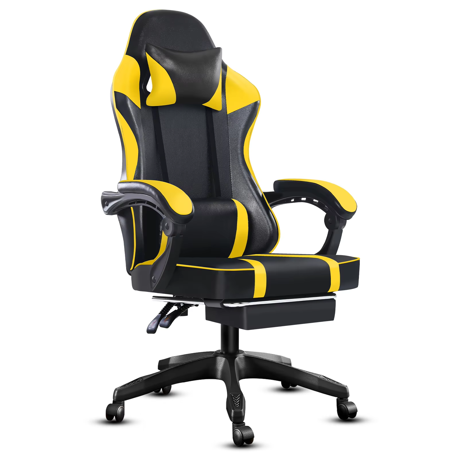 Magazaw ergonomic gaming chair with massager in black and yellow design for comfortable gaming sessions