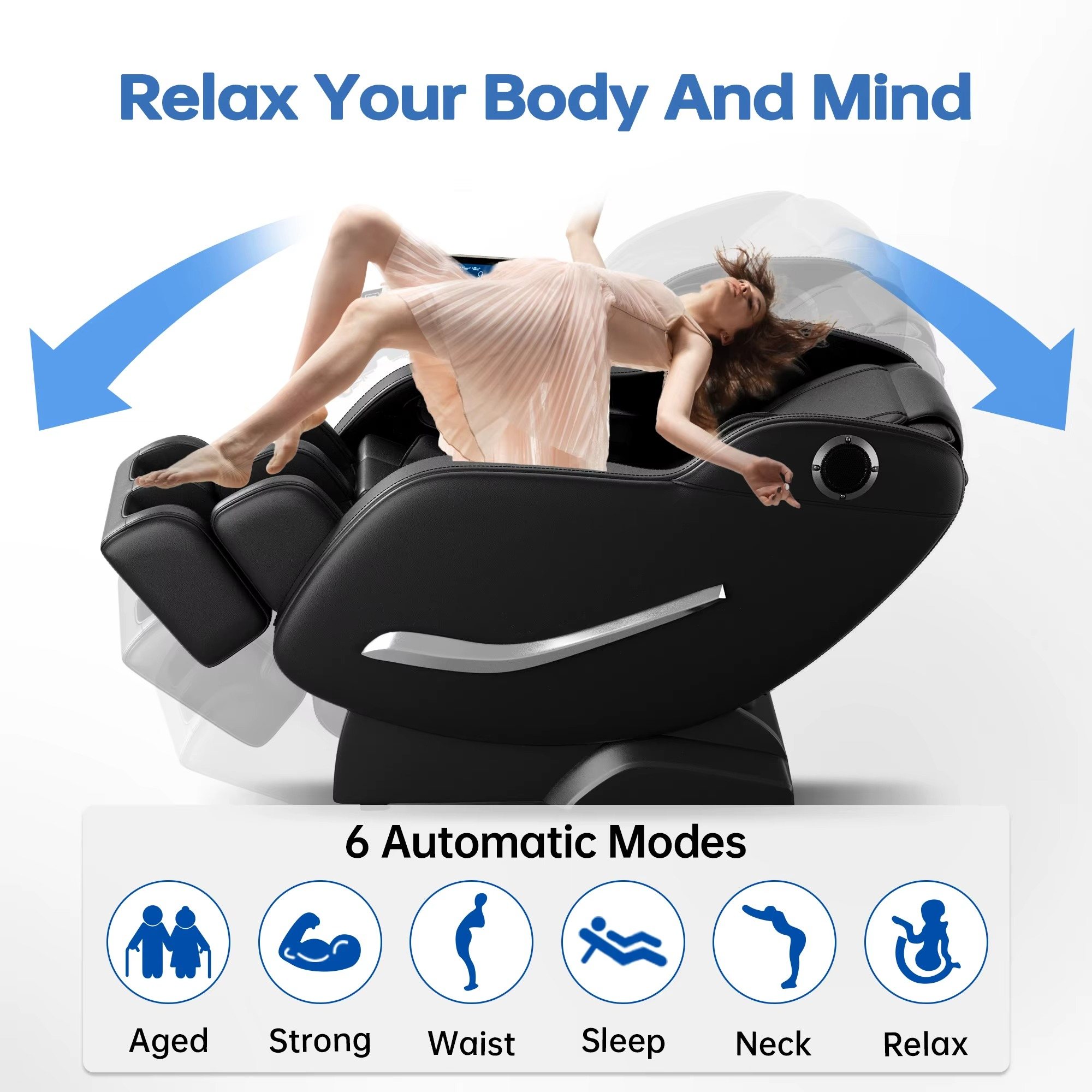 Magazaw™ Full Body Massage Chair with Heat featuring six automatic massage modes for ultimate relaxation