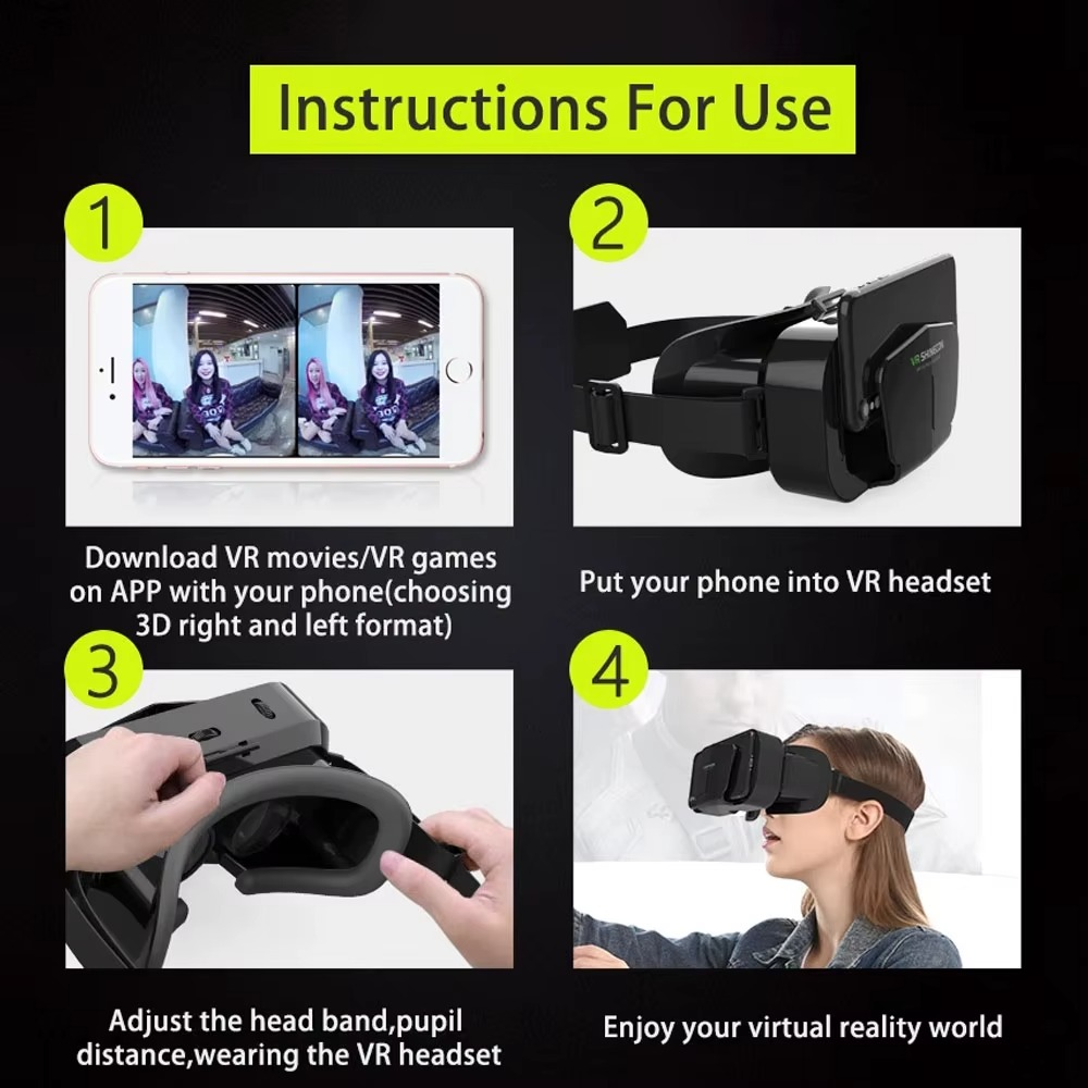 Instructions for using G10 VR Gaming Glasses with phone for an immersive virtual reality experience