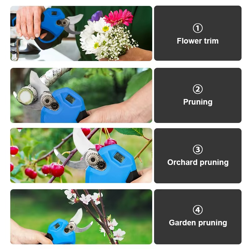 Magazaw digital electric pruning shears used for flower trimming, pruning trees, and garden maintenance