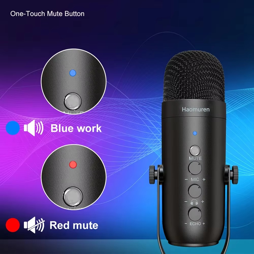Magazaw streaming studio microphone with one-touch mute button and adjustable settings for clear audio