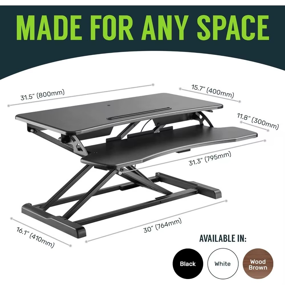 Magazaw height adjustable desk converter with multiple size dimensions for versatile workspace use