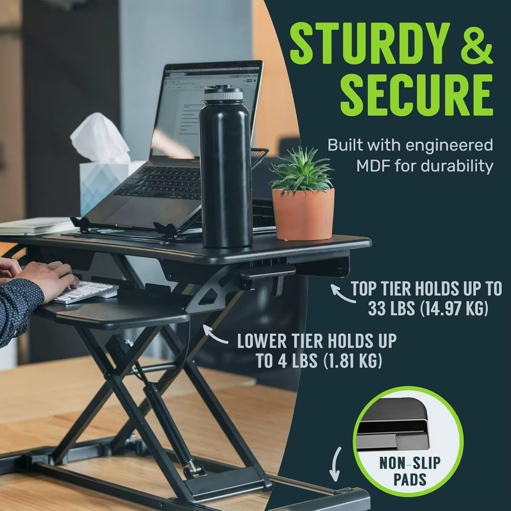 Magazaw height adjustable desk converter with sturdy design and non-slip pads for secure use