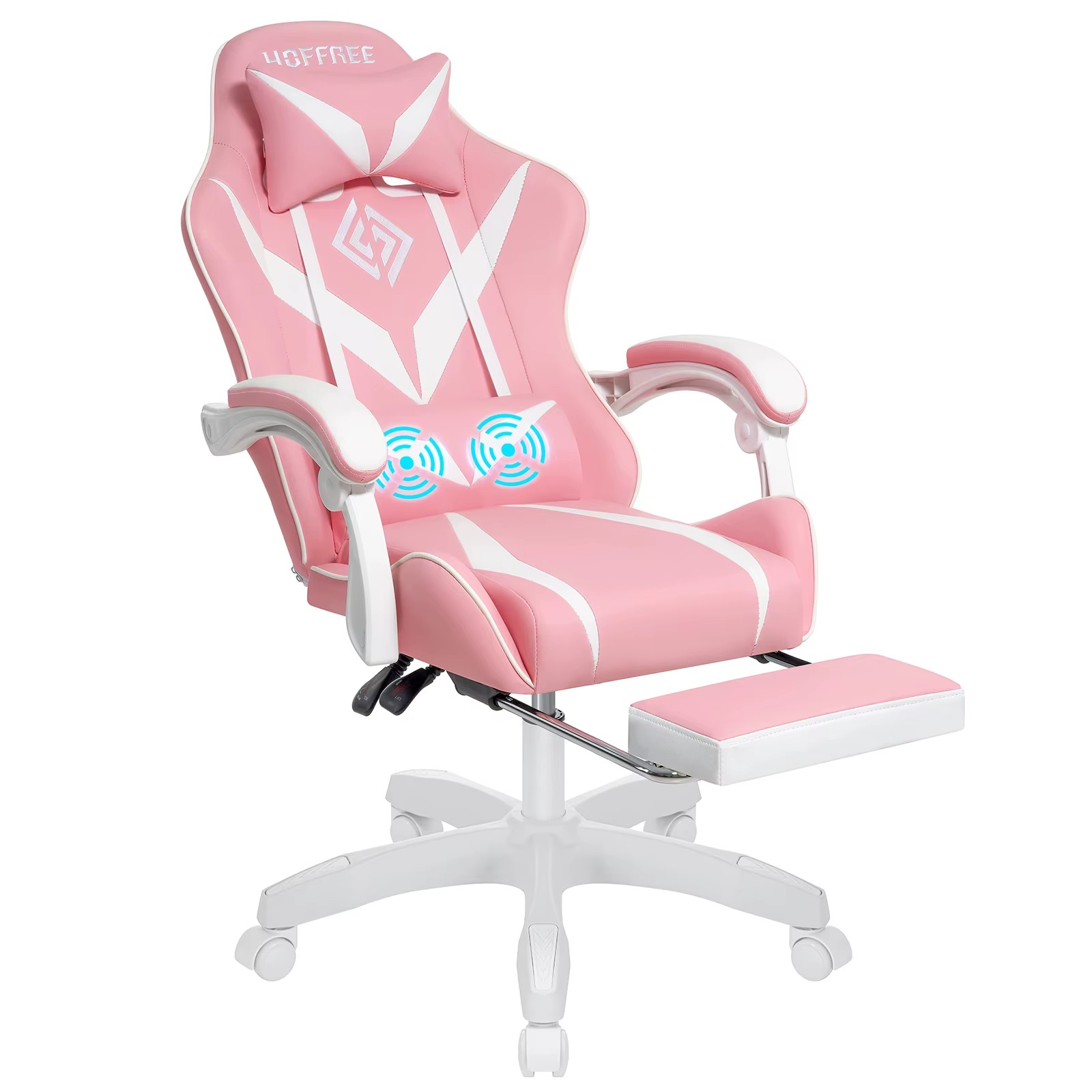 Pink Magazaw kids gaming chair with footrest designed for comfort and style during gameplay