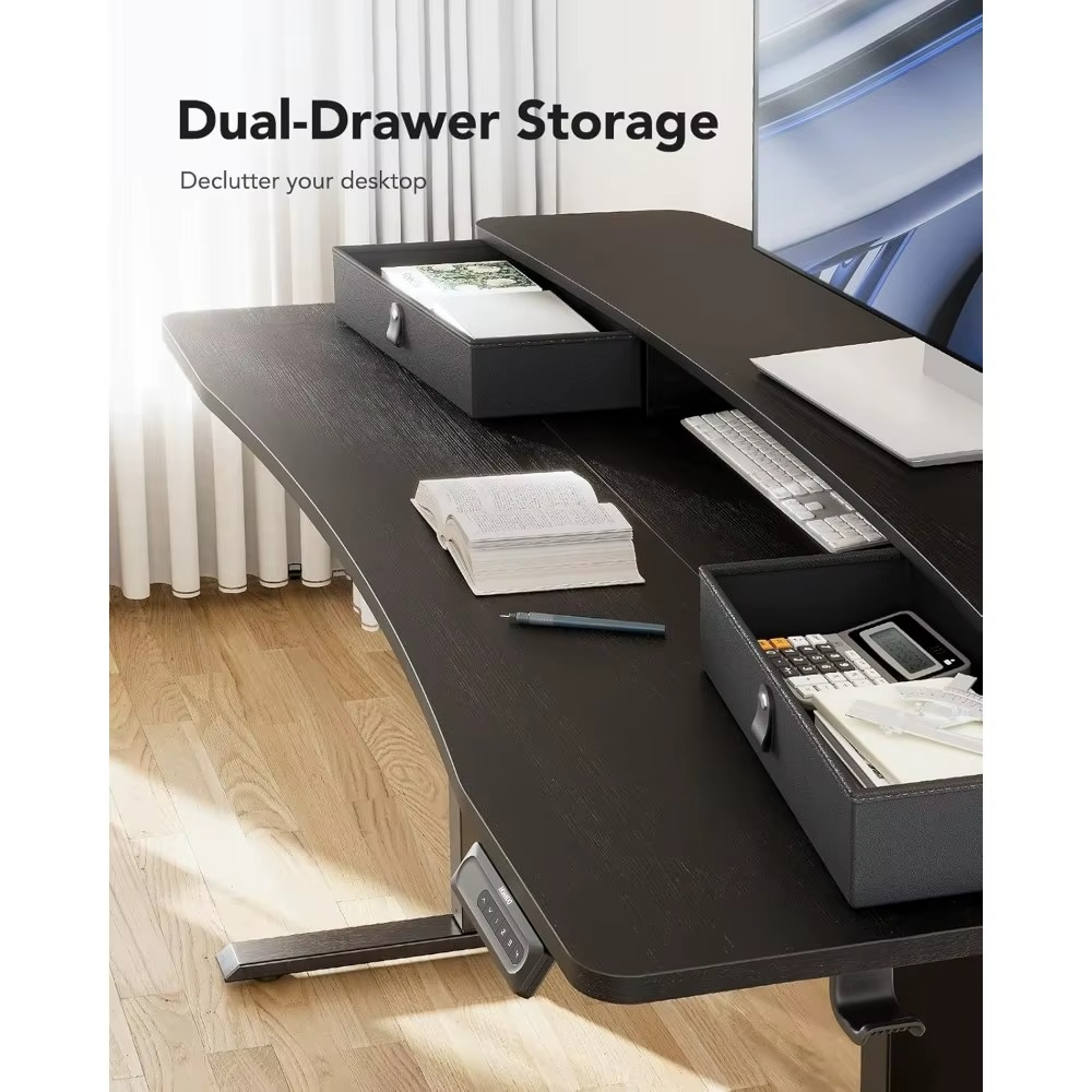 Magazaw adjustable standing desk with drawers featuring dual-drawer storage for a decluttered workspace
