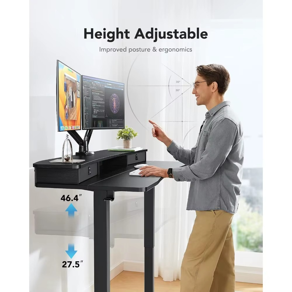 Magazaw adjustable standing desk with drawers featuring a height adjustable design for improved ergonomics
