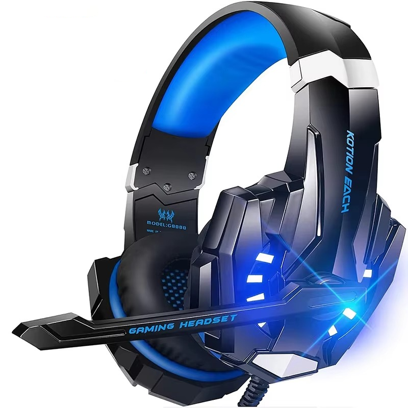 G9000 gaming headphones with LED lights and padded ear cushions for immersive sound