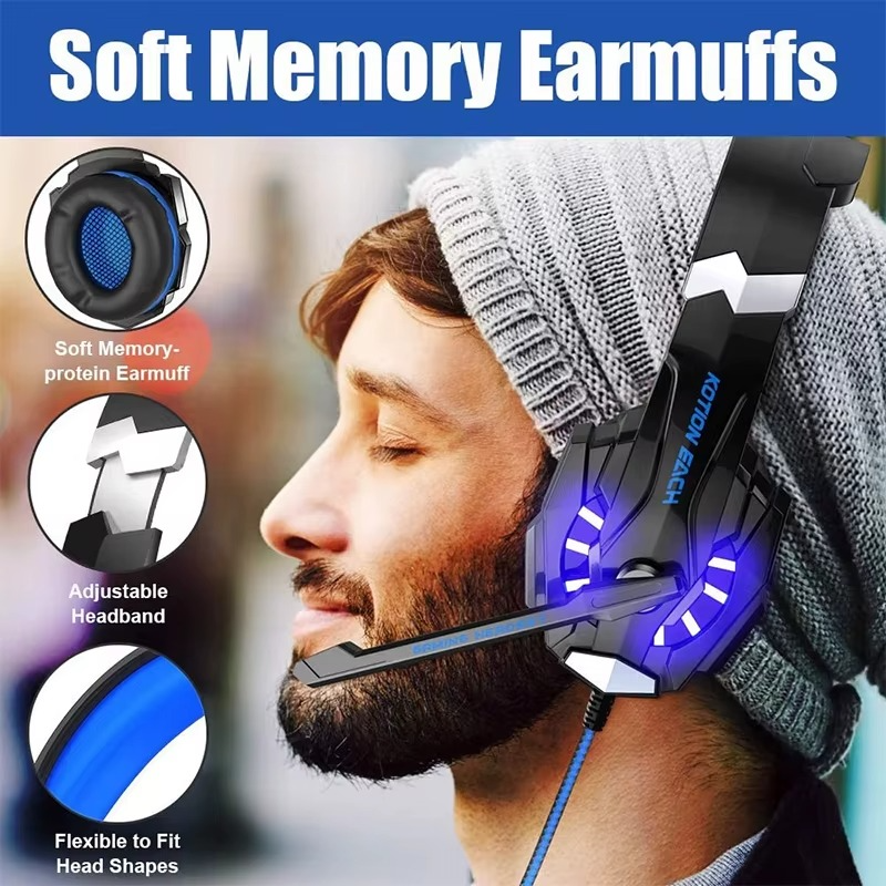 Magazaw G9000 gaming headphones with soft memory earcups and adjustable headband for comfort