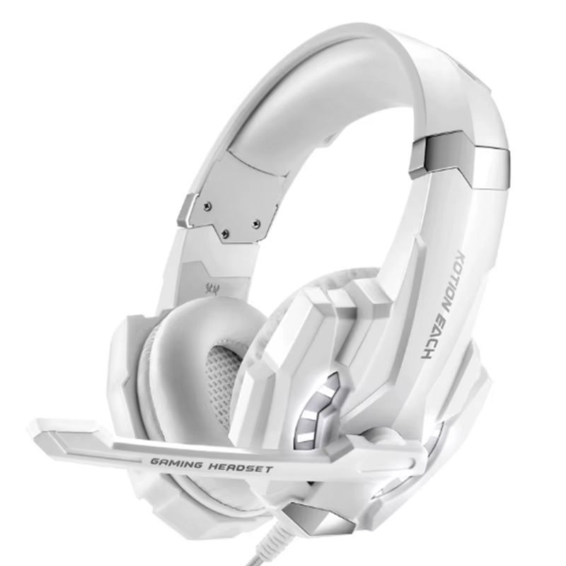 G9000 gaming headphones in white with adjustable mic and soft ear cushions for comfortable gaming