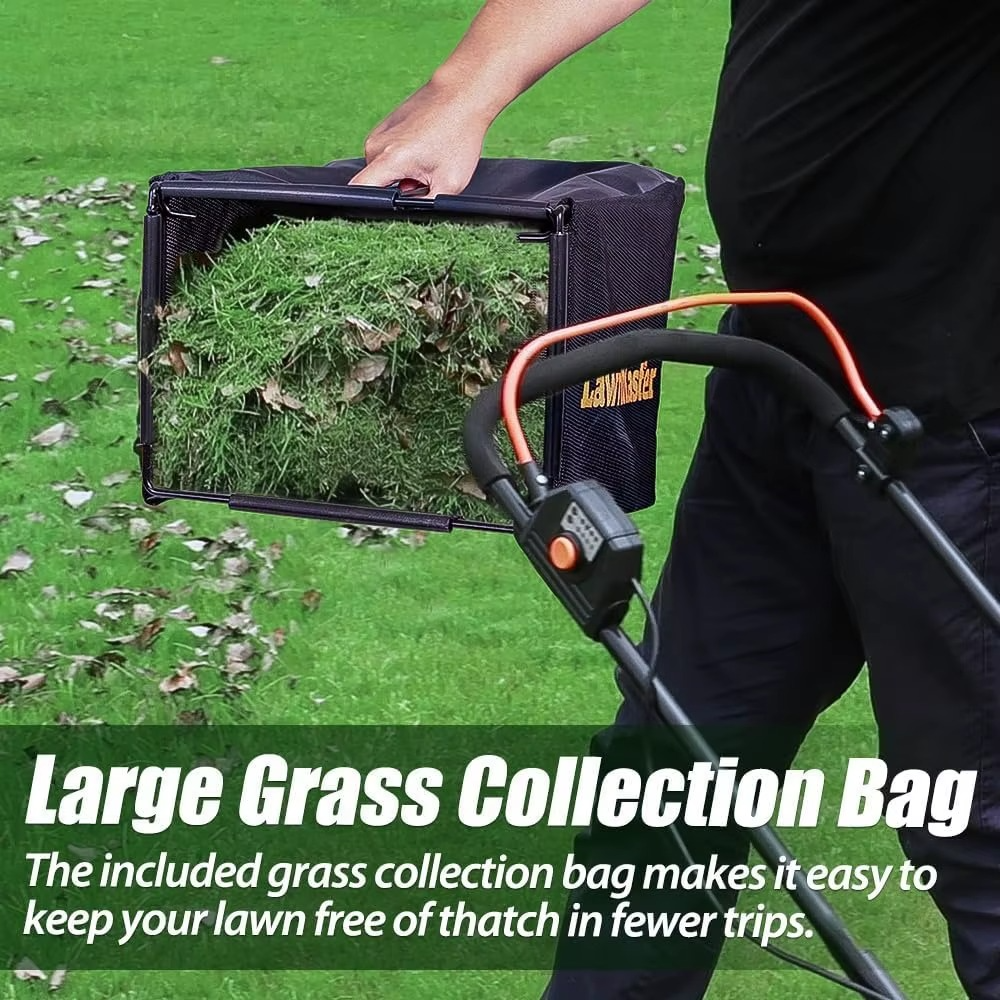 Magazaw electric lawn mower for small yards with a large grass collection bag for easy lawn maintenance