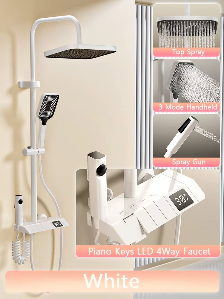 Magazaw™ LED rain shower set with a sleek design, three modes, and a digital temperature display