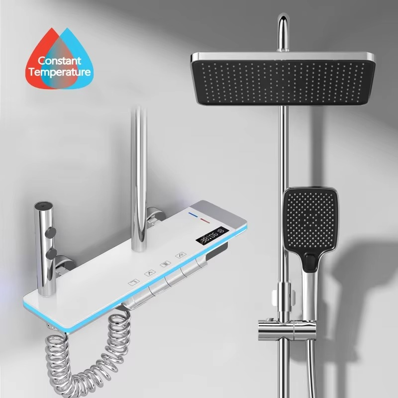 Magazaw luxury shower system with lights featuring rain showerhead and handheld sprayer