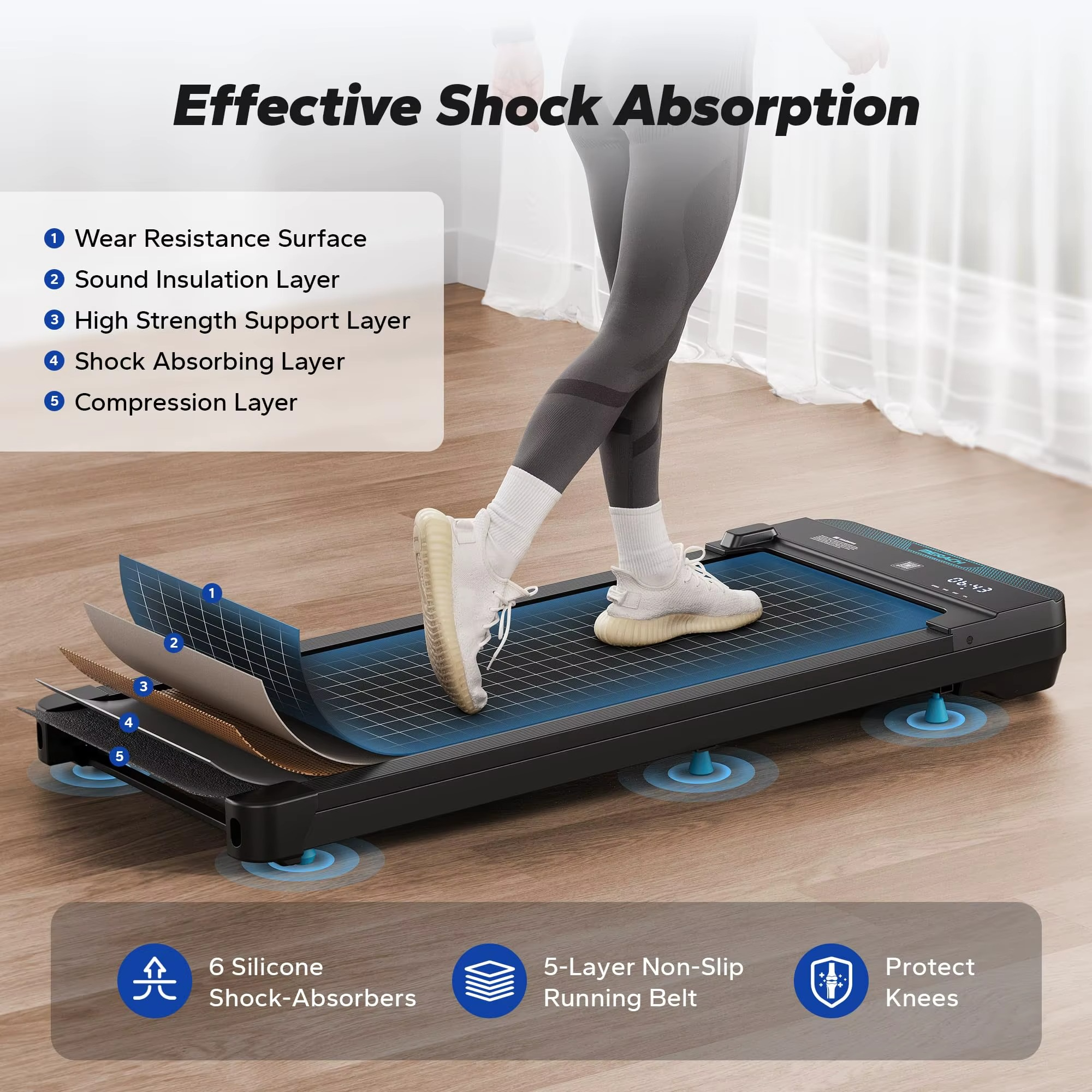 Magazaw 2-in-1 treadmill for home with effective shock absorption and non-slip running belt