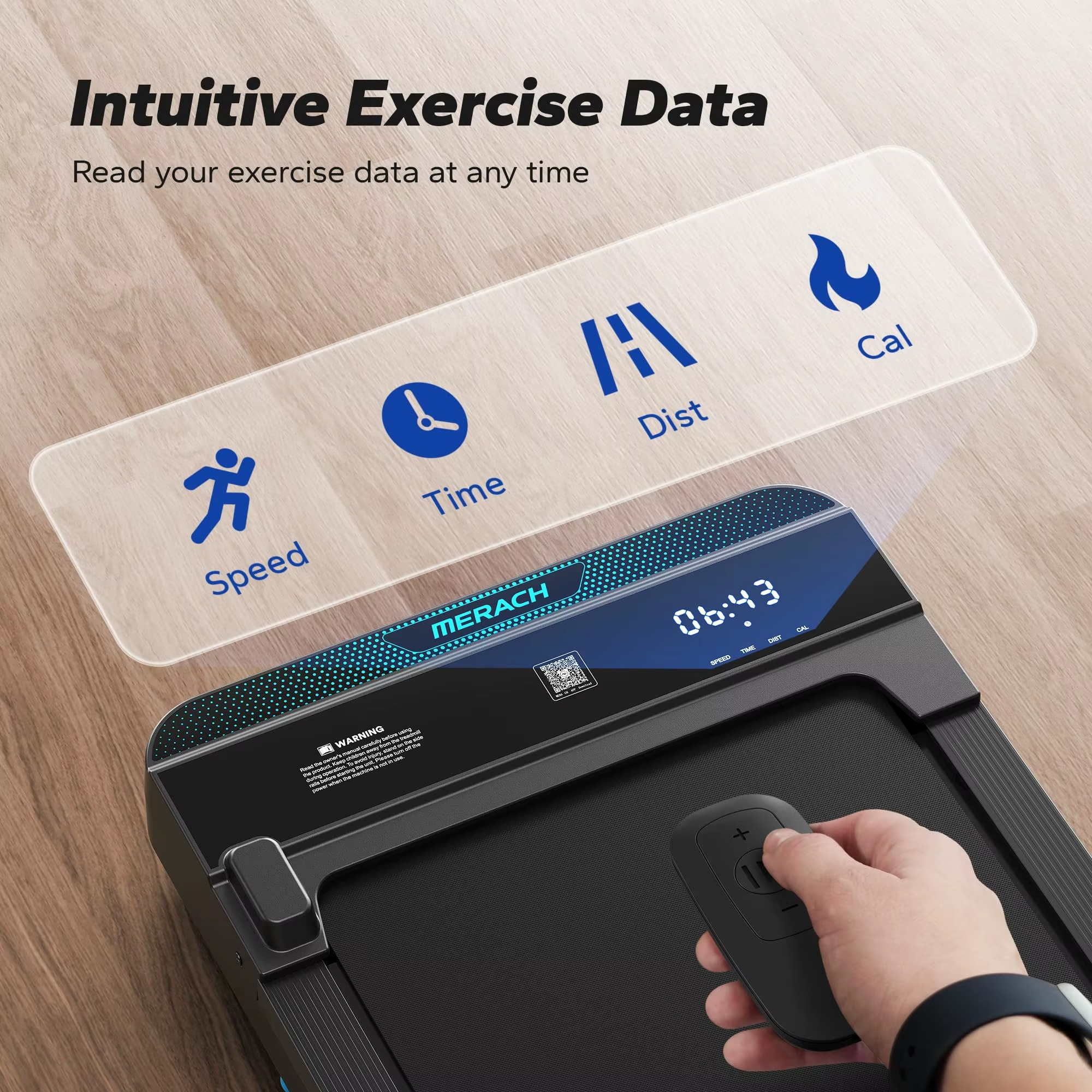 Magazaw 2-in-1 treadmill for home displaying intuitive exercise data for convenient workouts