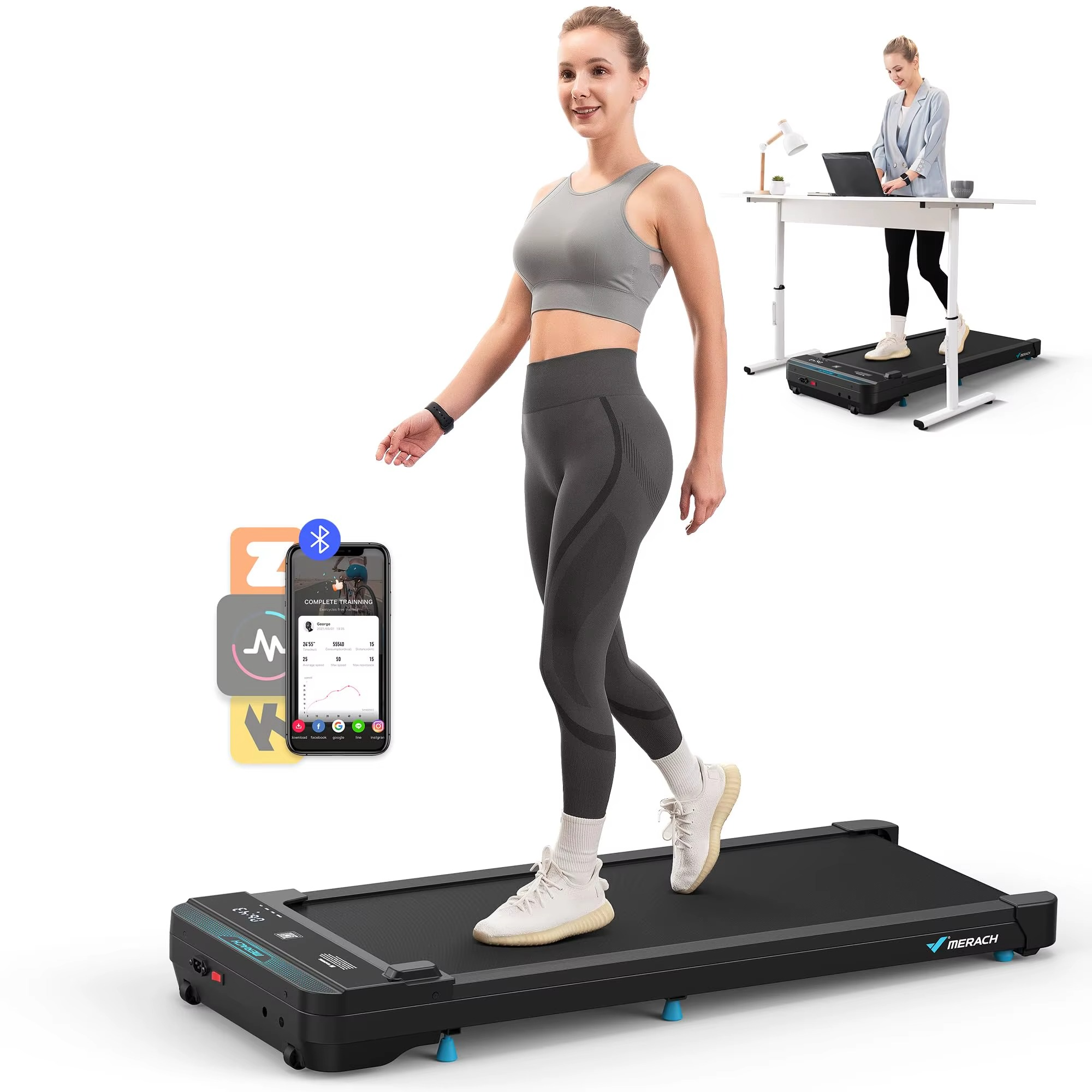 Magazaw 2-in-1 treadmill for home with Bluetooth and compact design for walking or jogging