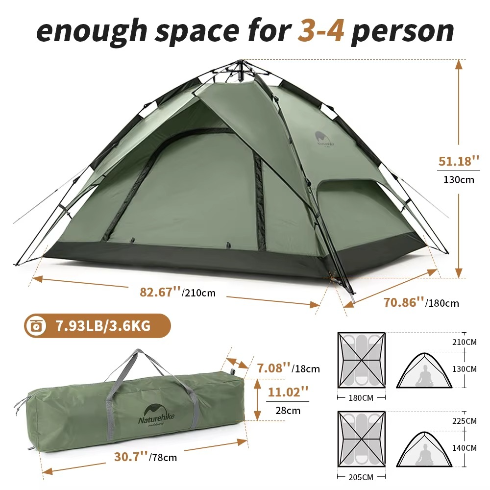 Magazaw automatic camping tent suitable for 3-4 people with easy setup and spacious design