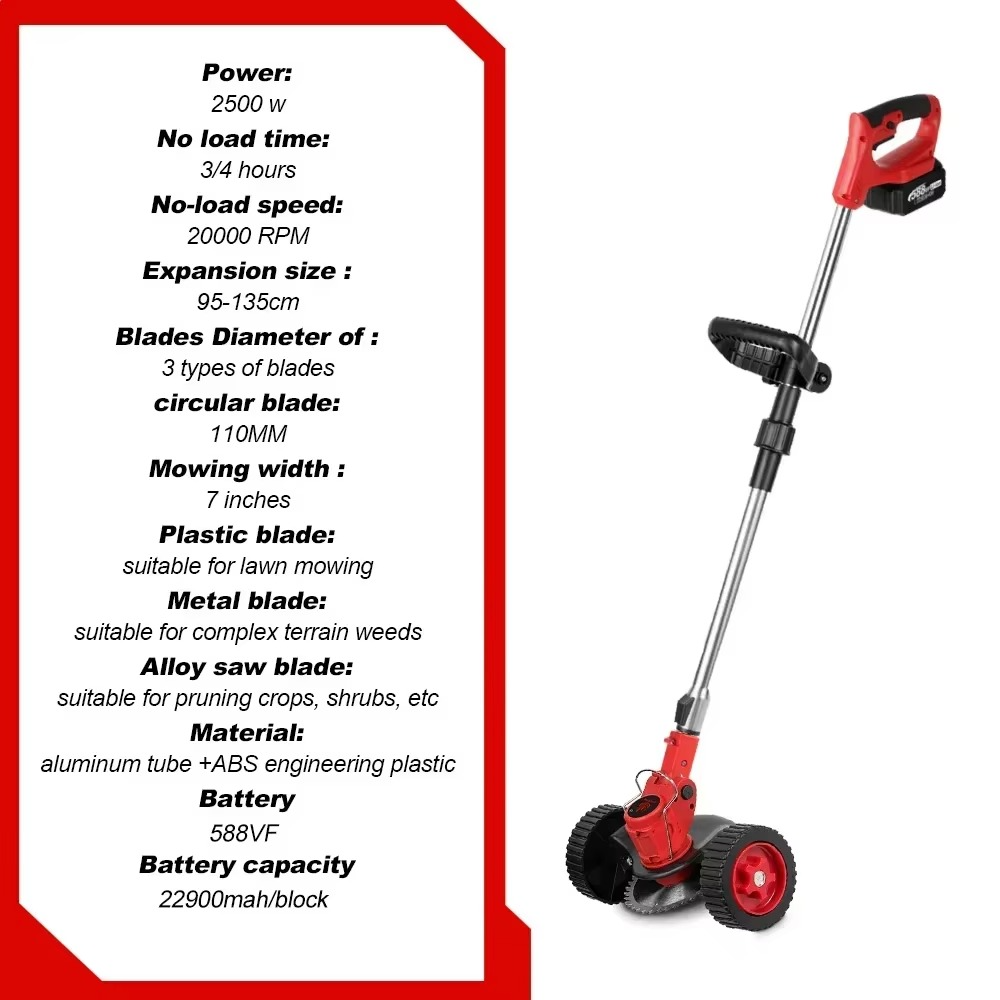 Magazaw cordless electric grass trimmer with adjustable blade settings for efficient lawn care