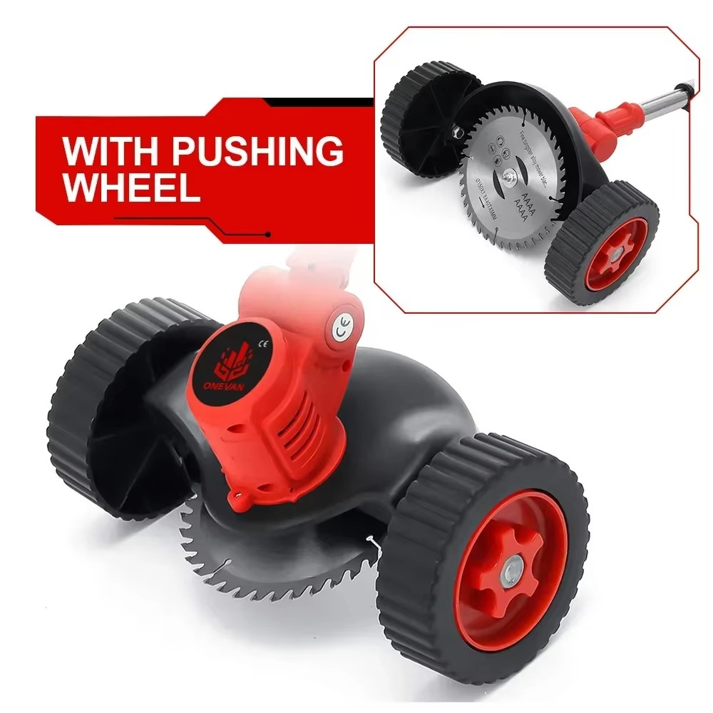 Magazaw cordless electric grass trimmer with pushing wheel for effortless lawn maintenance
